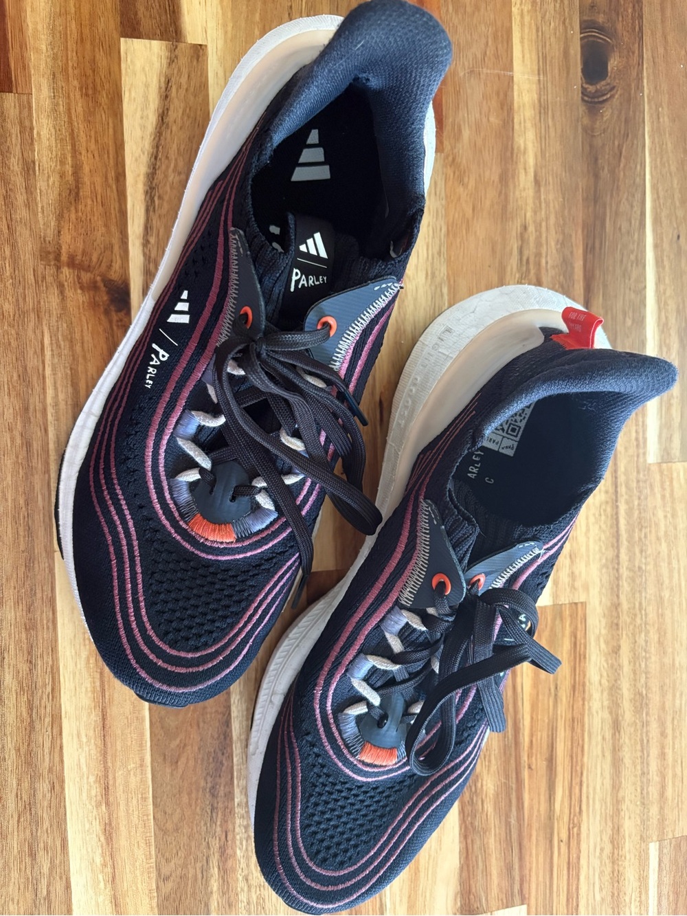 ADIDAS Parley Black Athletic Sneakers with Pink and Orange Accents - Women